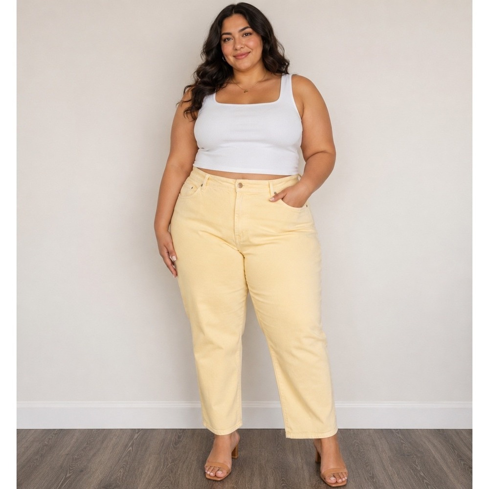 Chico's So Slimming Yellow Crop Pants Girlfriend Slim Leg Size 20